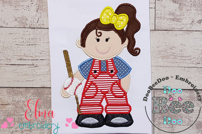 Girl with Baseball Bat - Applique