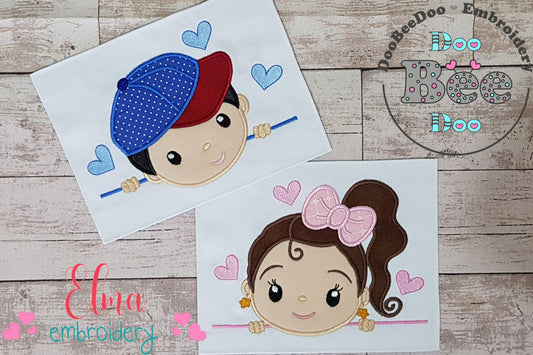 Cute Girl and Boy - Set of 2 designs - Applique