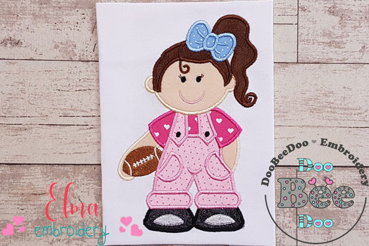 Girl with Football - Applique
