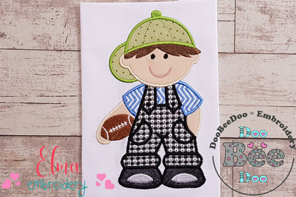 Boy with Football - Applique - Machine Embroidery Design