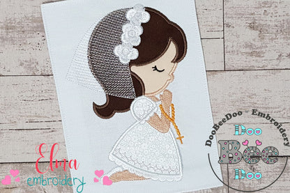 Girl Praying First Communion - Applique Embroidery