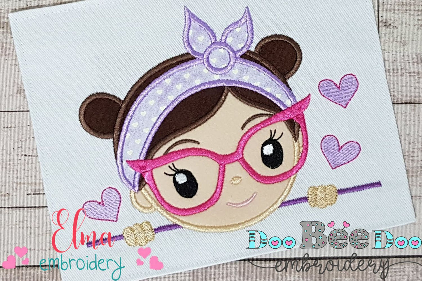 Cute Girl Glasses and Bandana - Applique - Machine Embroidery Design