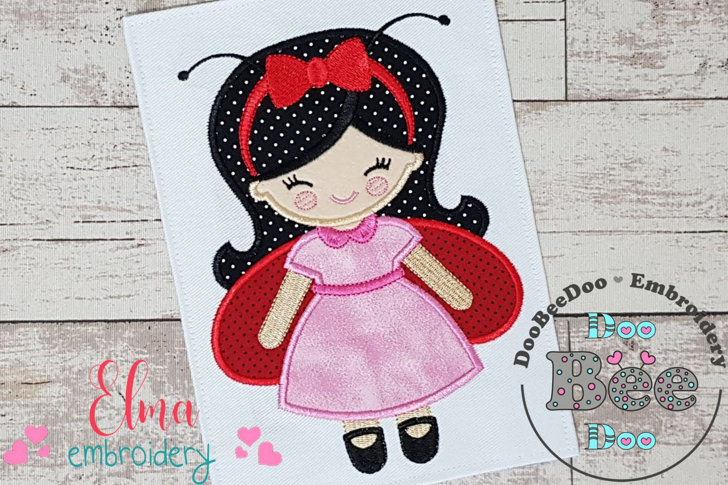 Cute Ladybug Girl - Applique