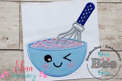 Happy Face Cake Bowl - Applique Embroidery