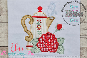 Teapot and Roses - Applique