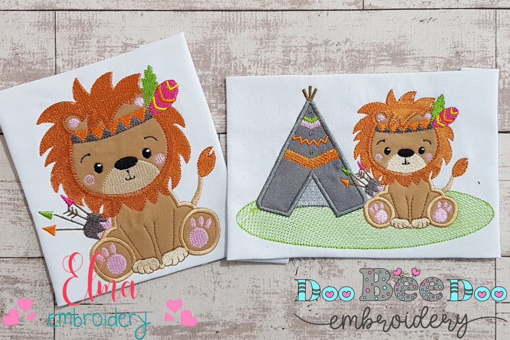 Indian Boho Lion - Applique - Set of 2 designs