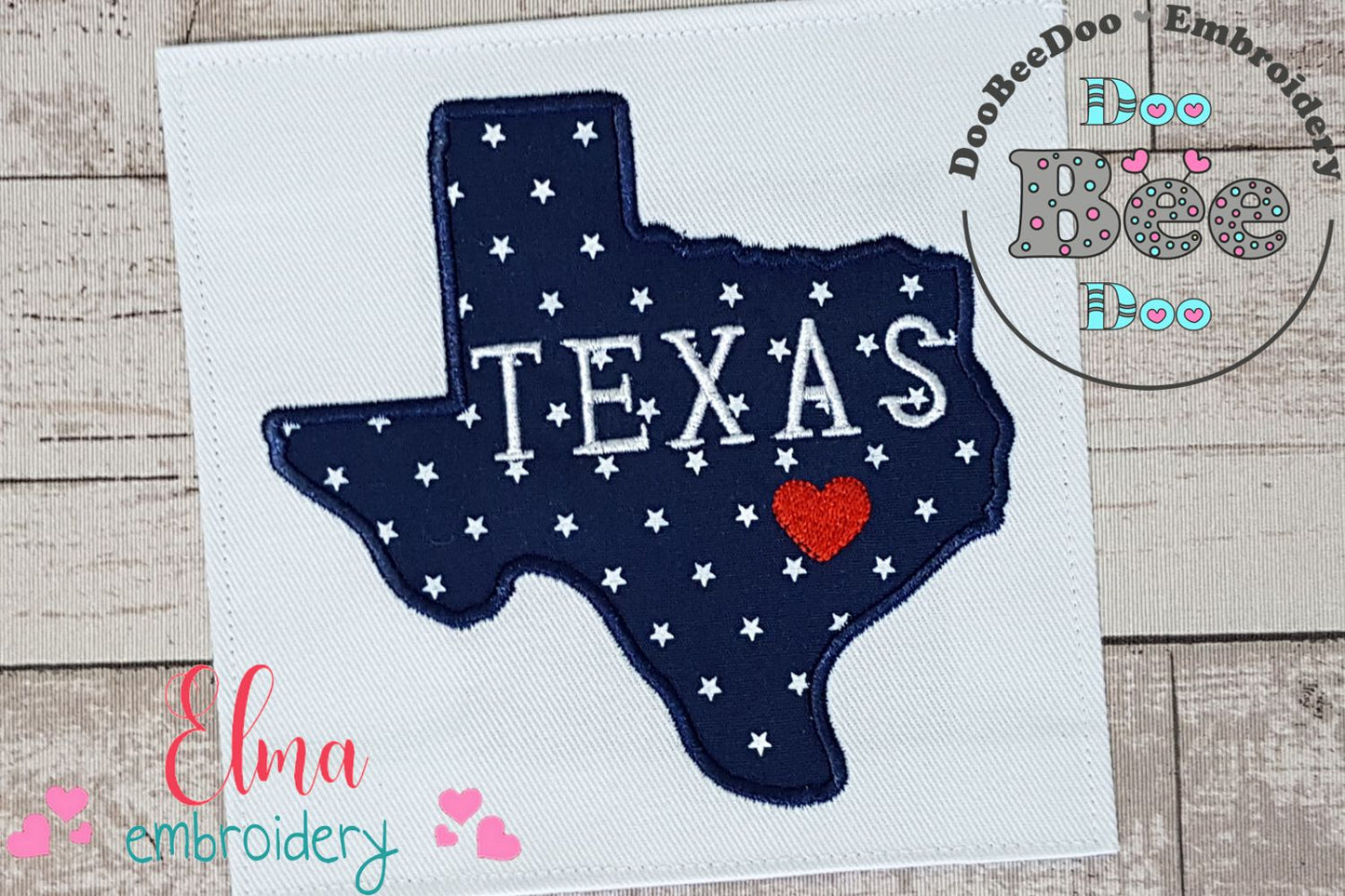 Texas Map Heart - Applique - Machine Embroidery Design
