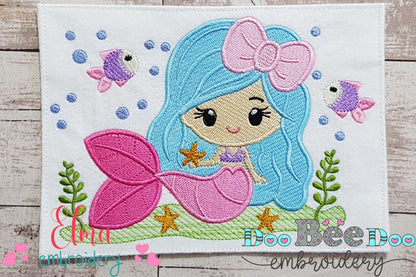 Mermaid with Bow - Fill Stitch