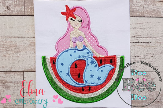 Watermelon Mermaid - Applique