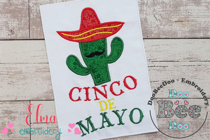 Cactus Mustache Cinco de Mayo - Applique
