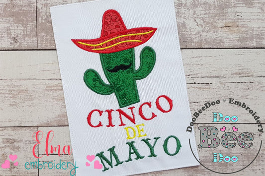 Cactus Mustache Cinco de Mayo - Applique