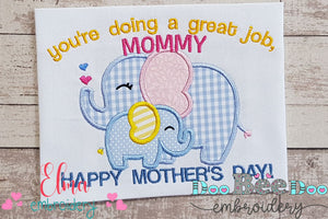 Elephants Happy Mother's Day - Applique