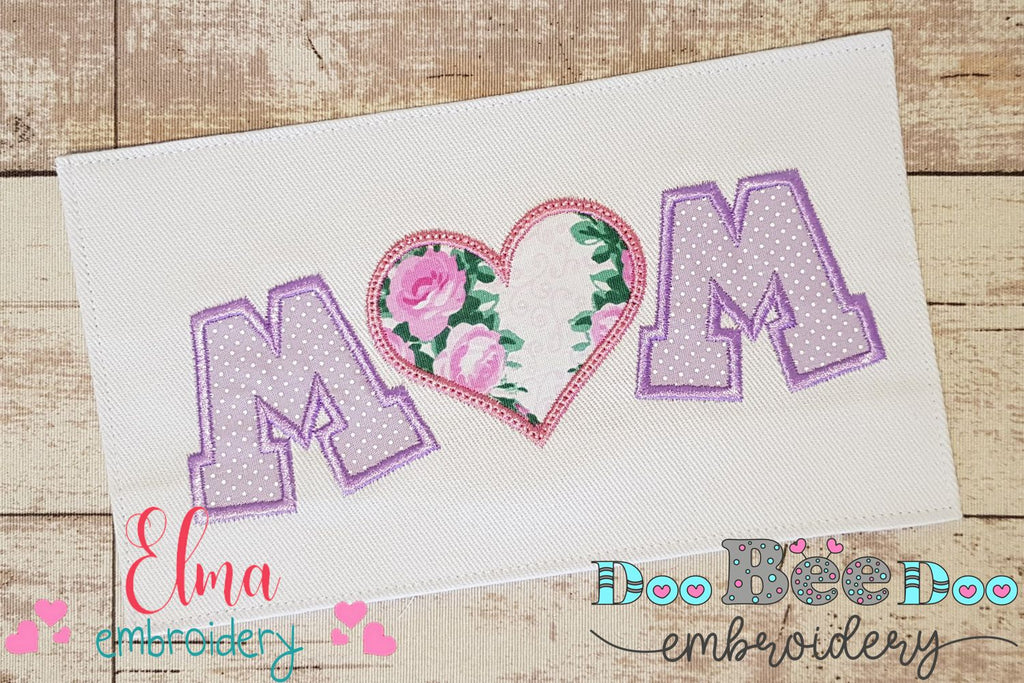 Heart Mom Mother's Day - Applique - Machine Embroidery Design