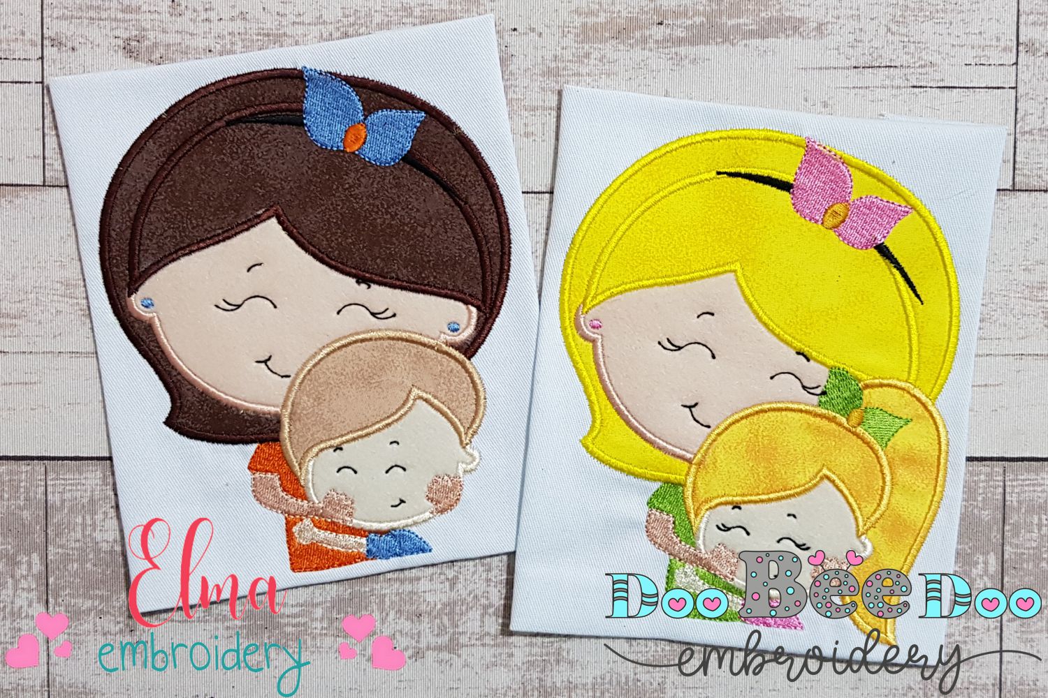 Cute Mom and Her Son and Daughter - Applique - Set of 2 designs