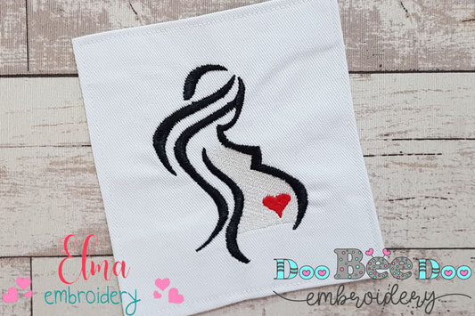 Pregnant Mom Silhouette - Fill Stitch