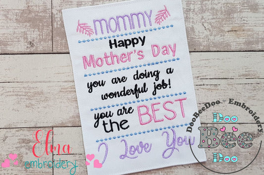 Mommy I Love You - Fill Stitch