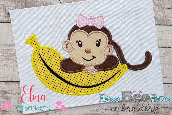 Monkey Girl and Banana - Applique