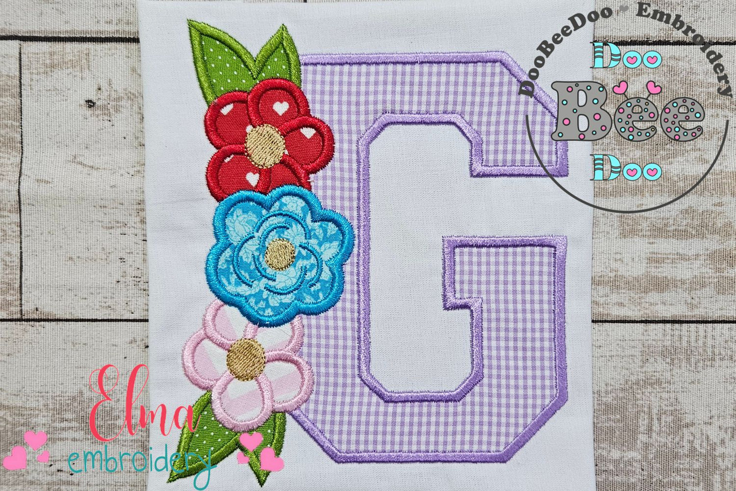 Monogram G and Flowers - Applique