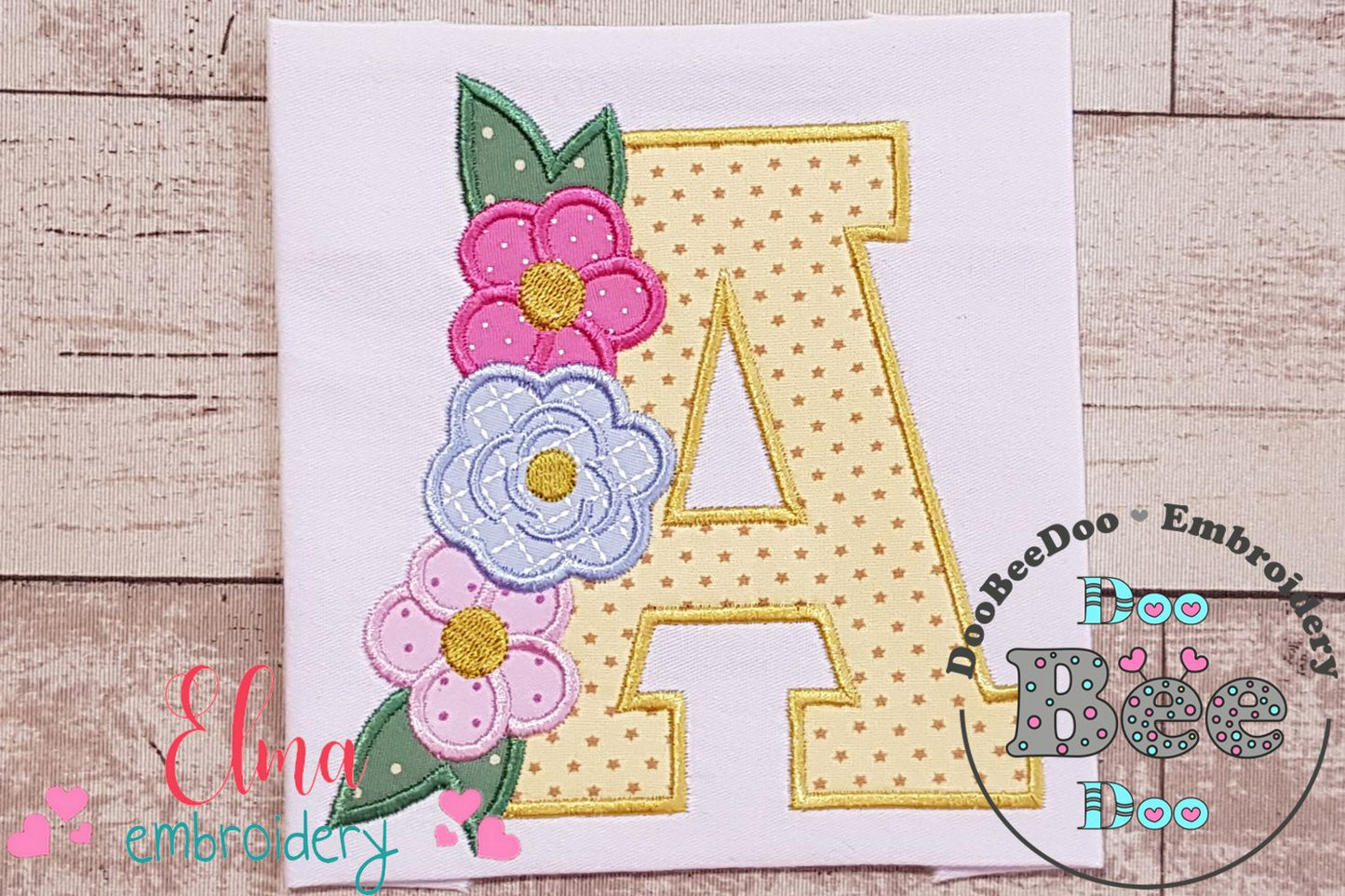 Monogram A and Flowers - Applique - Machine Embrodiery Design