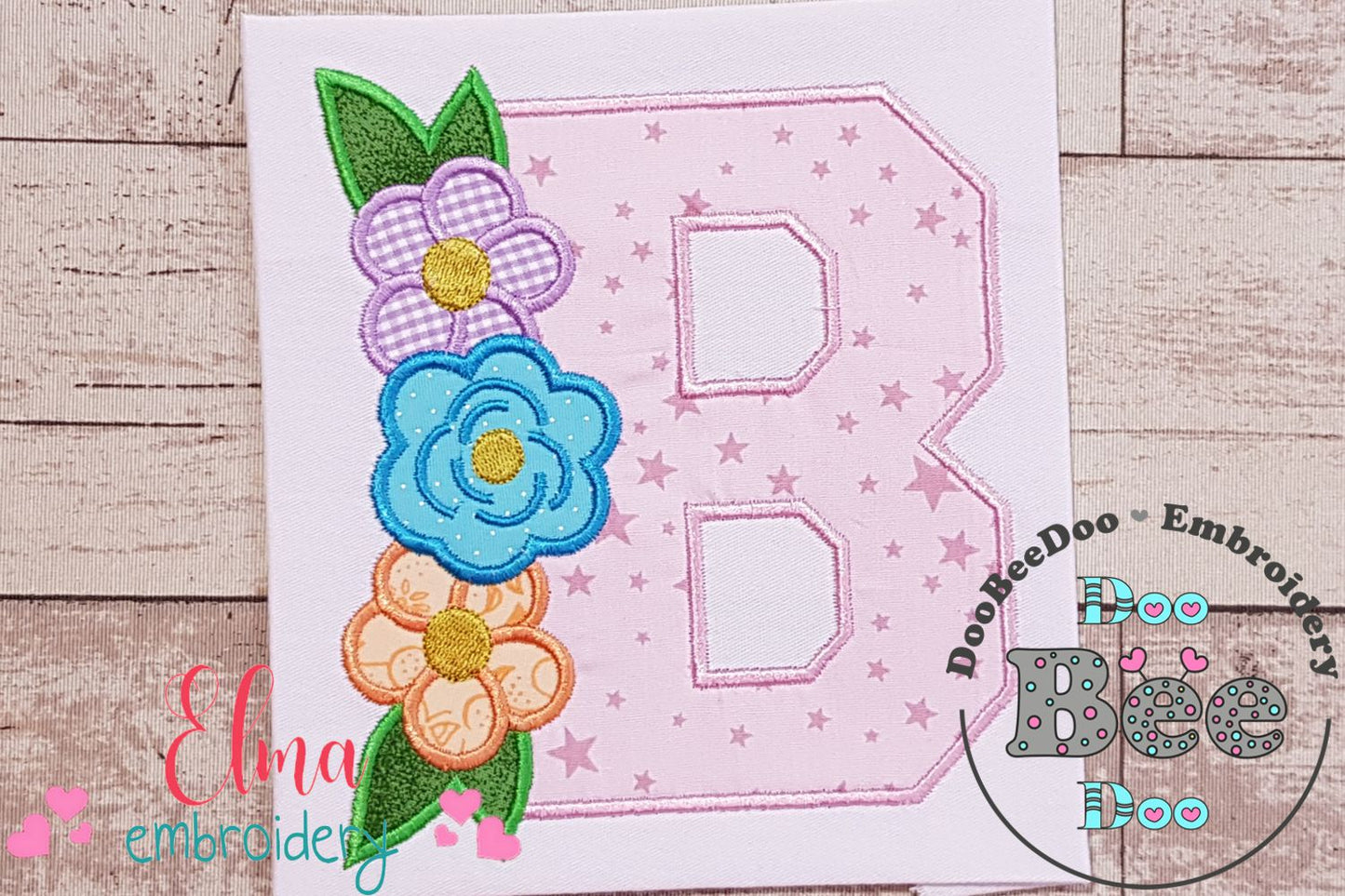 Monogram B and Flowers - Applique