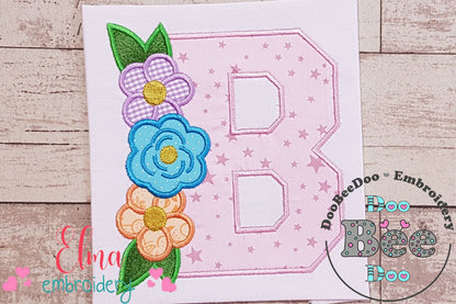 Monogram B and Flowers - Applique