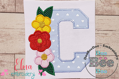 Monogram C and Flowers - Applique