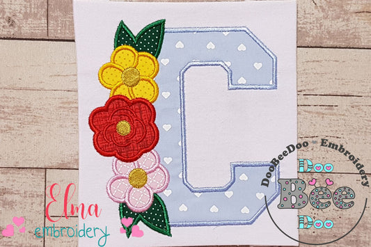Monogram C and Flowers - Applique