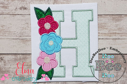 Monogram H and Flowers - Applique