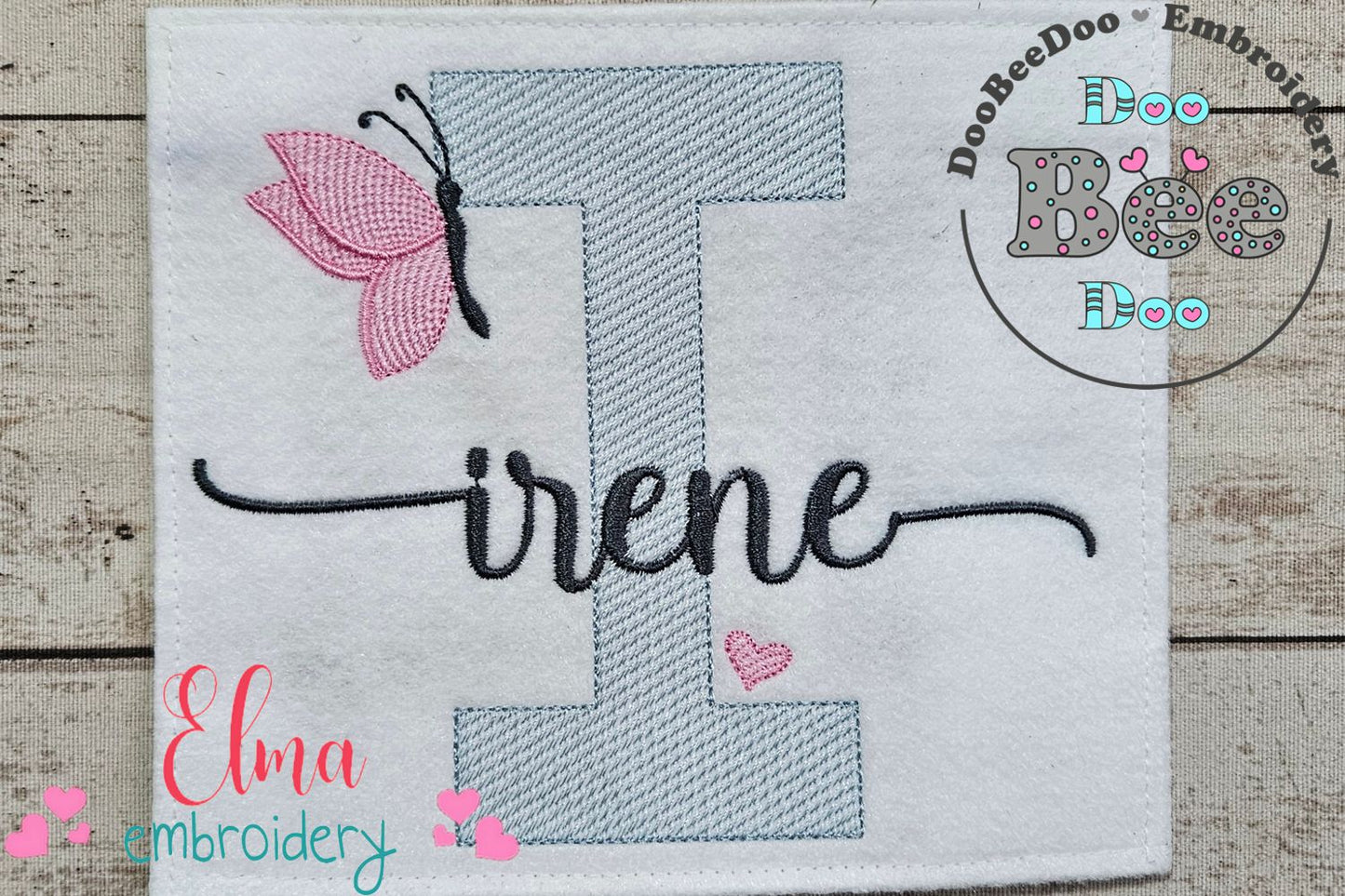 Monogram I Letter I Butterfly - Rippled Stitch