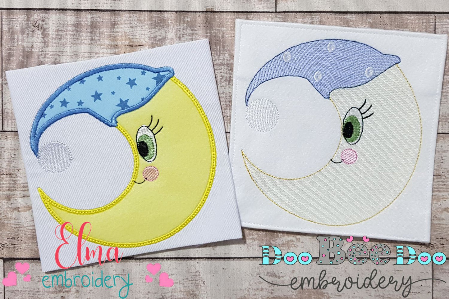 Sleepy Moon - Applique & Rippled - Set of 2 designs
