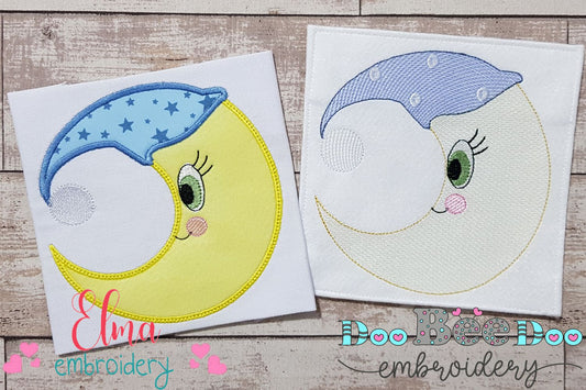 Sleepy Moon - Applique & Rippled - Set of 2 designs