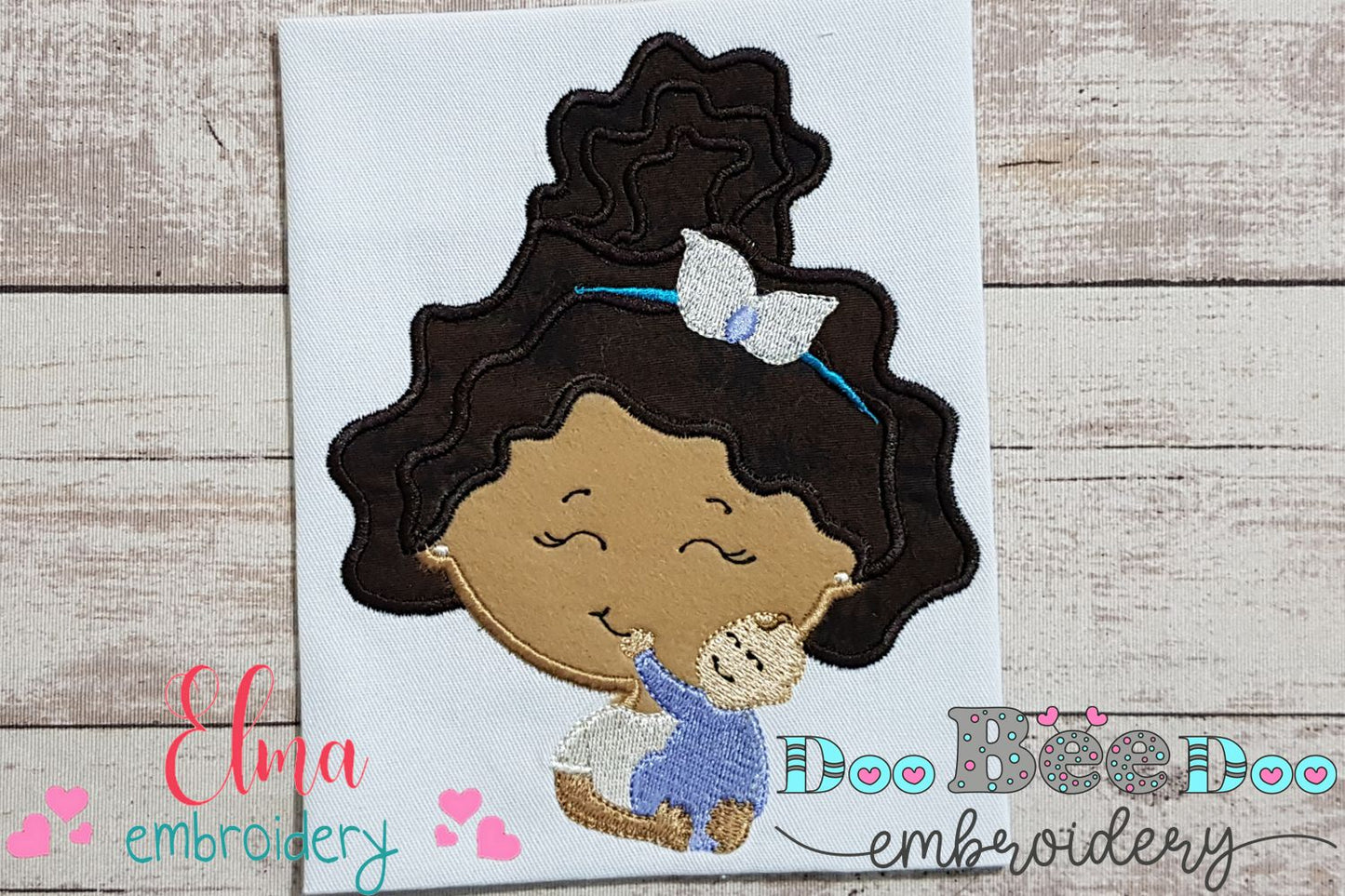 Happy Mom Holding her Son - Applique