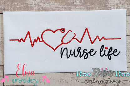 Heartbeat Nurse Life - Fill Stitch