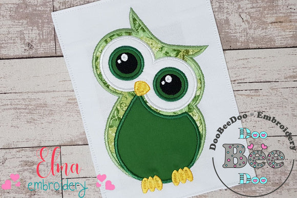 Tilted Head Owl - Applique - Machine Embroidery Design