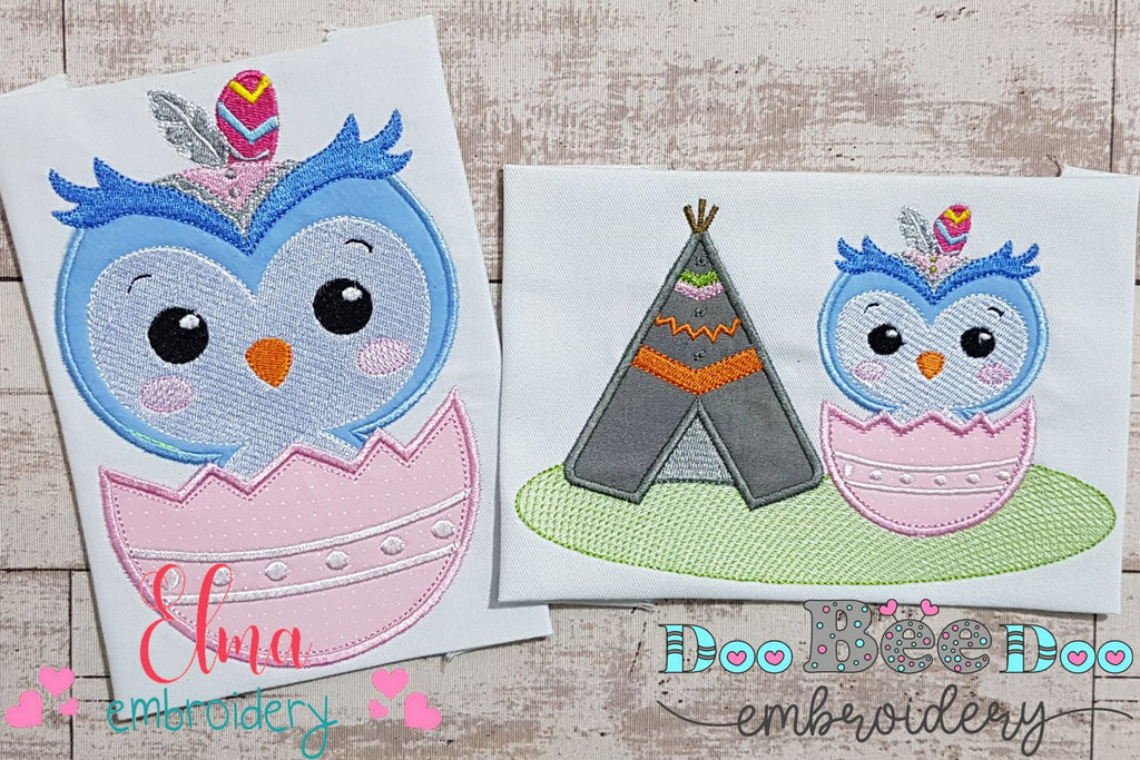 Indian Boho Owl - Applique - Set of 2 designs