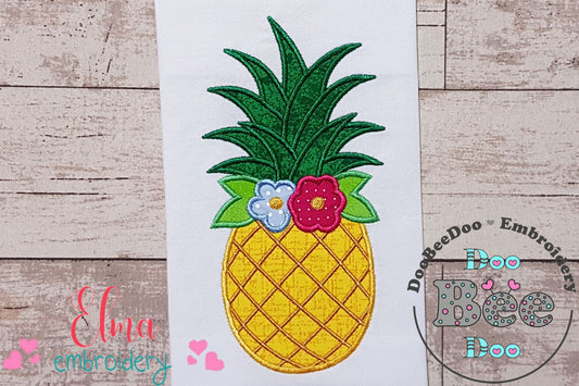 Summer Pineapple with Flowers - Applique