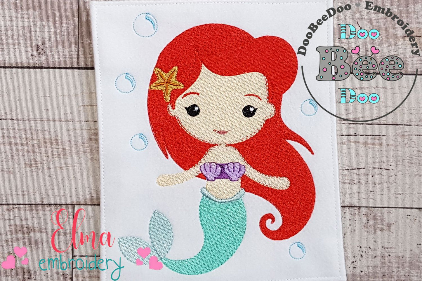 Princess Mermaid Ariel - Fill Stitch Machine Embroidery Design