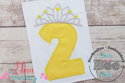 Princess Crown Birthday Number 2 Two 2nd Birthday - Applique
