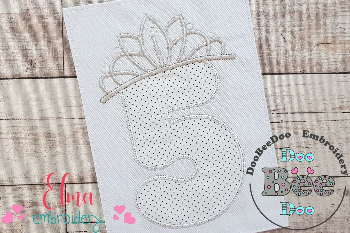 Princess Crown Birthday Number 5 Five 5th Birthday - Applique