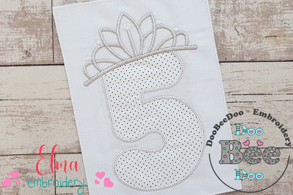 Princess Crown Birthday Number 5 Five 5th Birthday - Applique