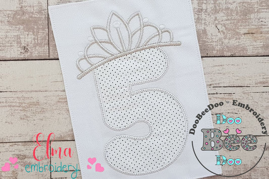 Princess Crown Birthday Number 5 Five 5th Birthday - Applique