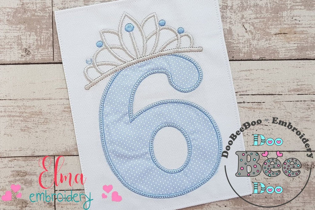 Princess Crown Birthday Number 6 Six 6th Birthday - Applique