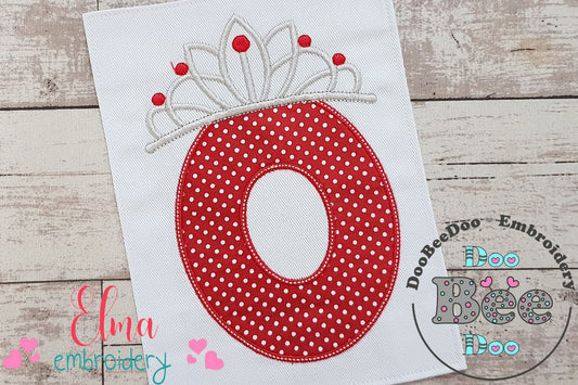 Princess Crown Number 0 Monogram O - Applique