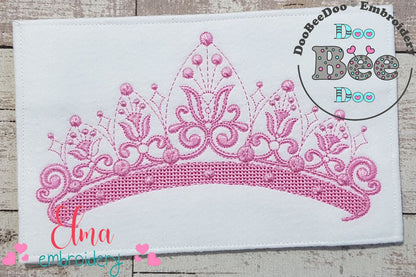 Delicate Princess Tiara - Fill Stitch Embroidery