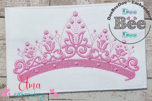 Delicate Princess Tiara - Fill Stitch Embroidery