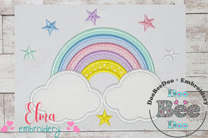 Rainbow, Stars and Clouds - Applique Embroidery