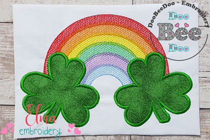 St Patrick's Rainbow Clovers - Applique - Machine Embroidery Design