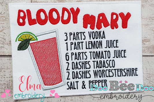 Bloody Mary Recipe - Applique Embroidery
