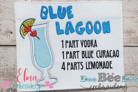 Blue Lagoon Recipe - Applique - Machine Embroidery Design