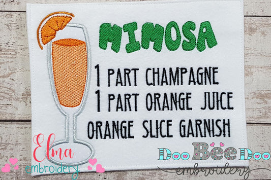 Mimosa Recipe - Applique - Machine Embroidery Design